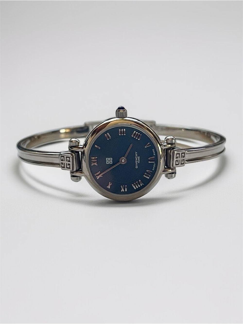 Givenchy Silver Bangle Watch with Blue Dial